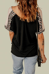 Black Leopard Sleeve Top