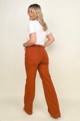 High Waist Garment Dyed Wide Leg