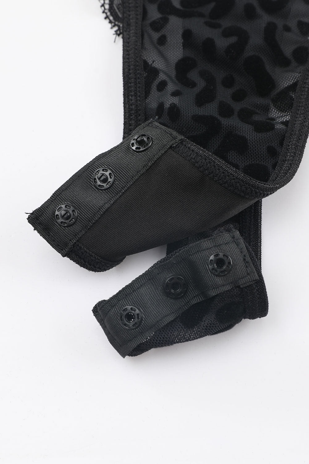 Black Lace Leopard Patchwork Daring Cutout Teddy Lingerie