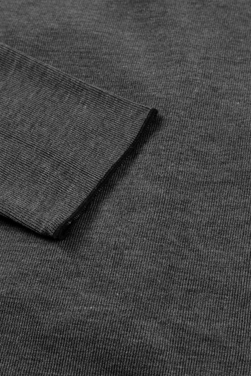 Black V Neck Buttons Ruched Long Sleeve Top