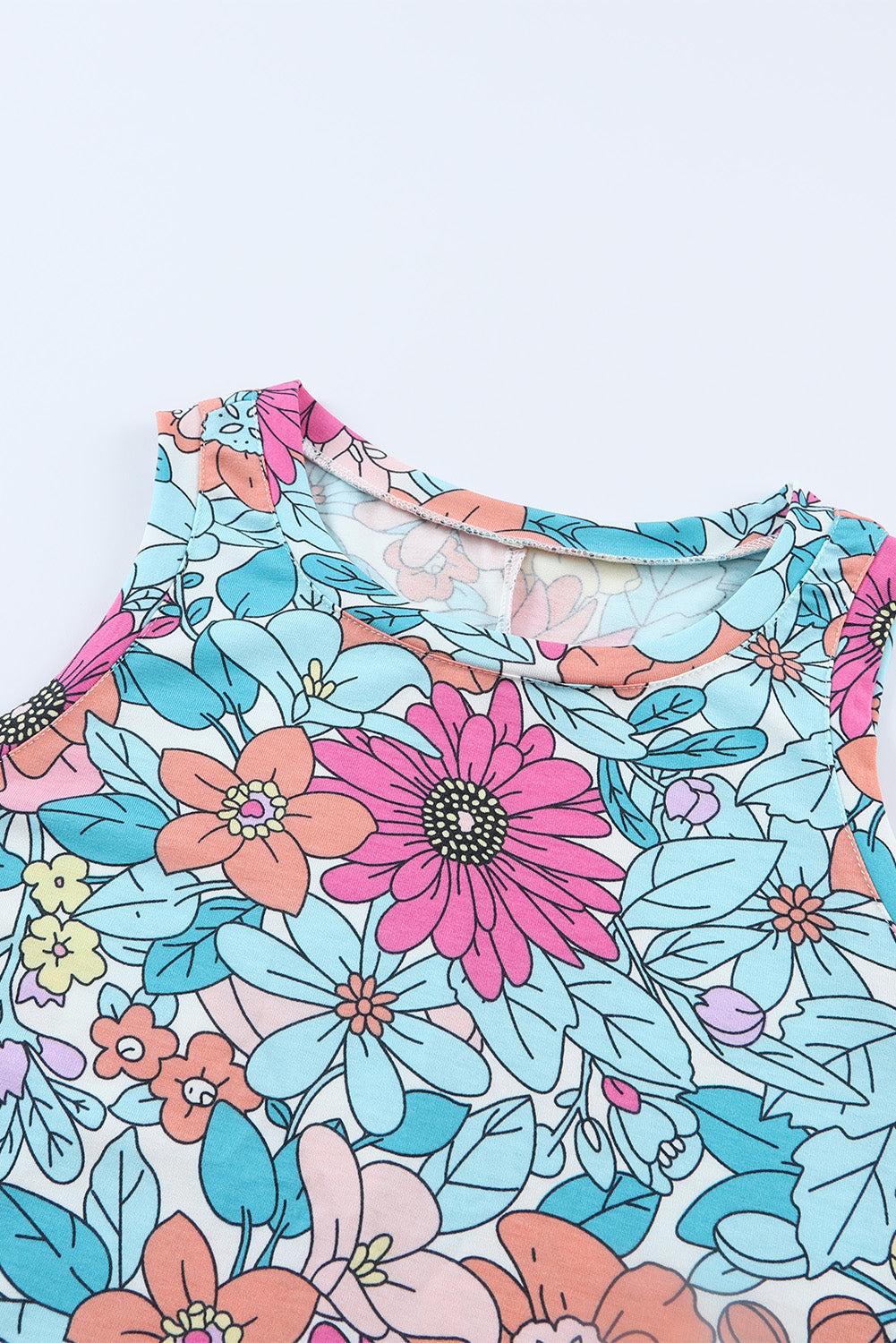 Multicolor Floral Print Smocked Tank Top