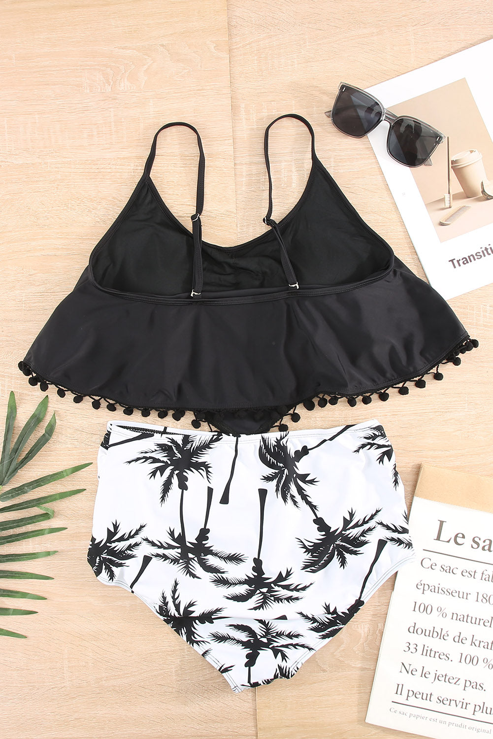 Black Print High Waist Swimsuit