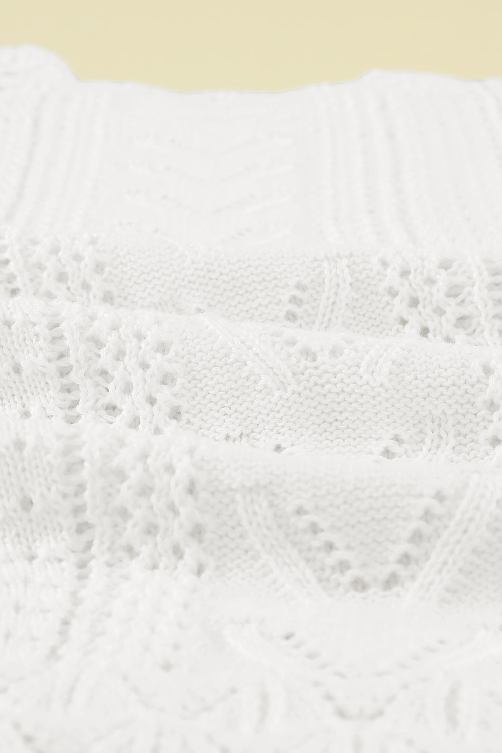 Blue Crochet Lace Pointelle Knit Sweater