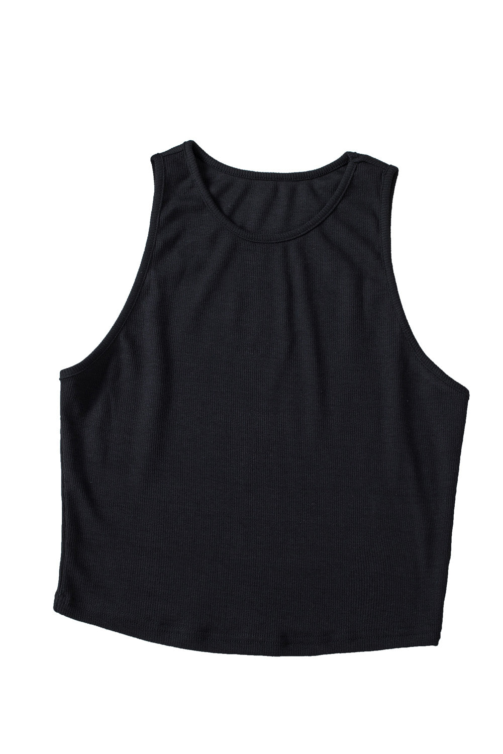 Black Seamless Sleeveless Rib Knit Crop Top