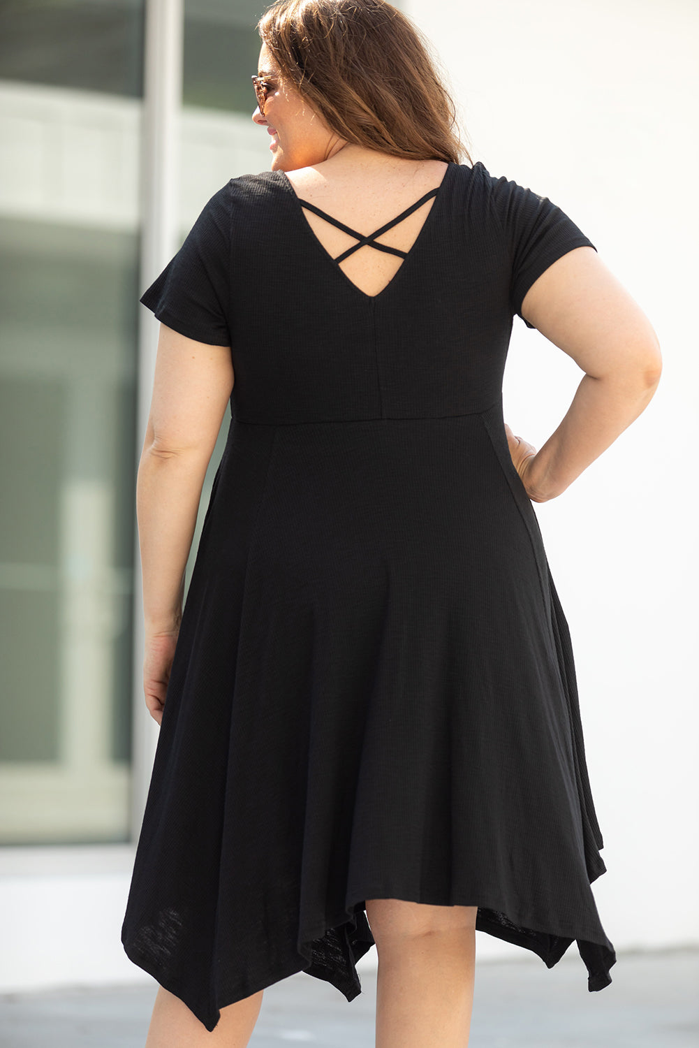 Black Plus Size Ruched Sweetheart Fit and Flare Midi Dress