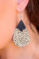 Black Polka Dot Layered Connected Drop Earrings
