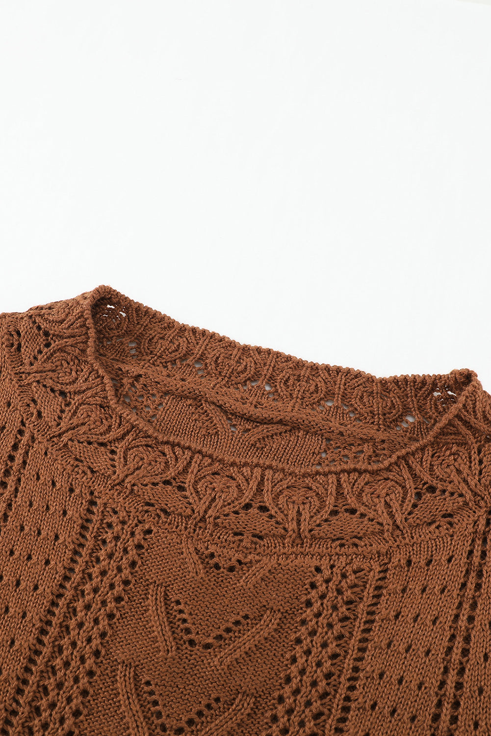 Blue Crochet Lace Pointelle Knit Sweater