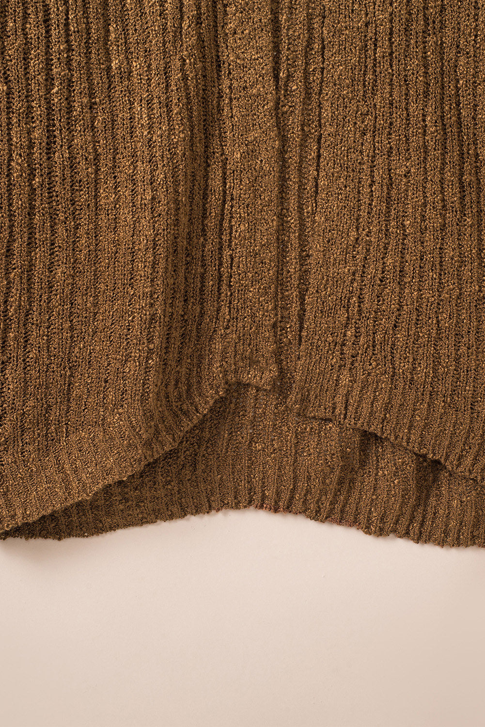 Brown Open Front Drop Shoulder Knitted Cardigan
