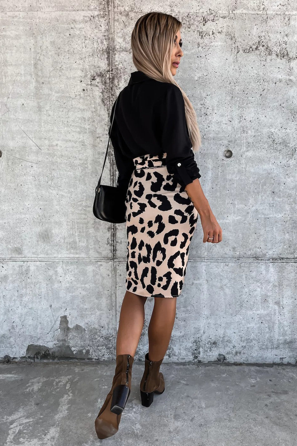 Leopard High Waist Leopard Skirt with Tie