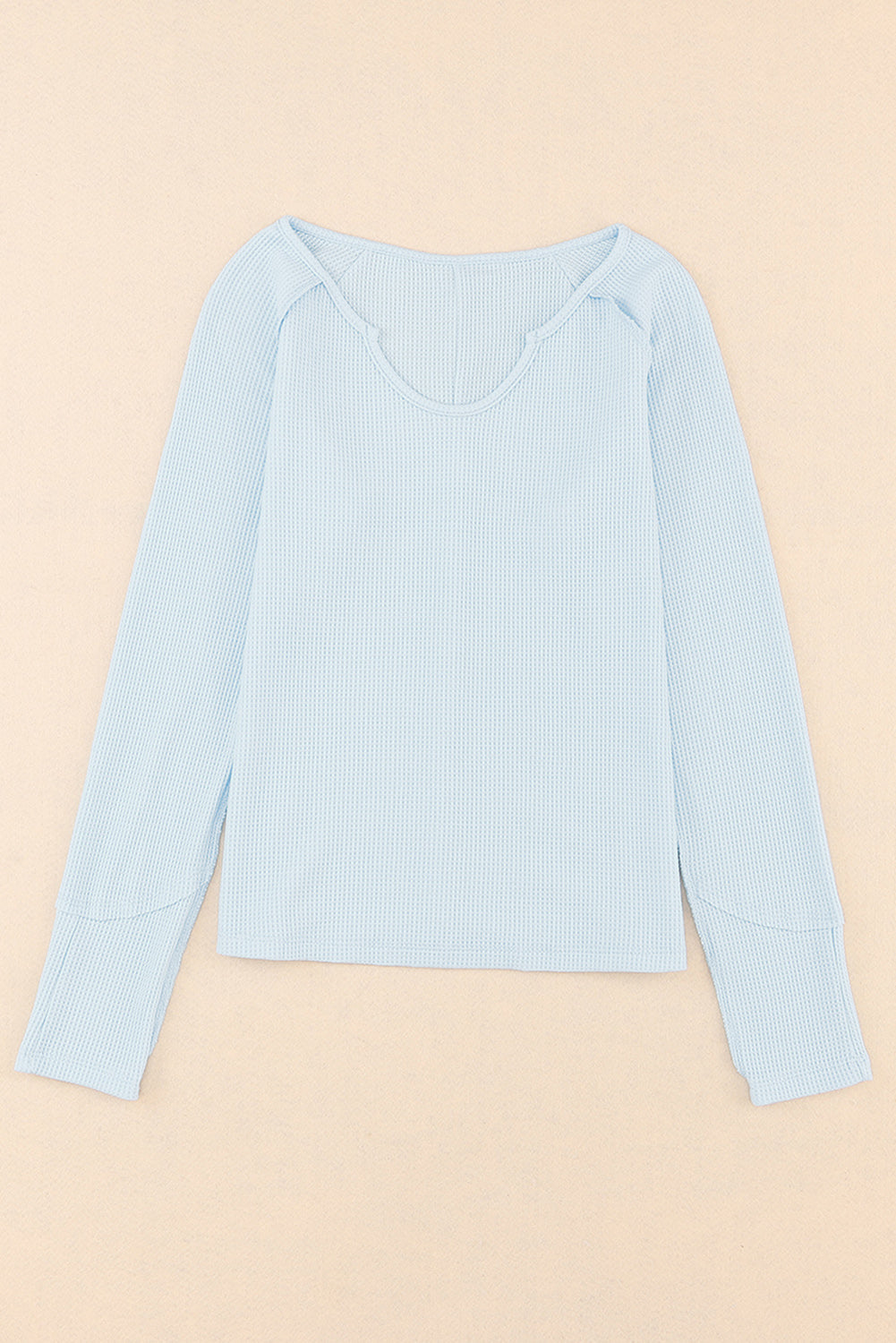 Sky Blue Mineral Wash Long Sleeve V-Neck Top