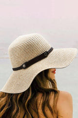 Beige Foldable Wide Brim Summer Straw Hat