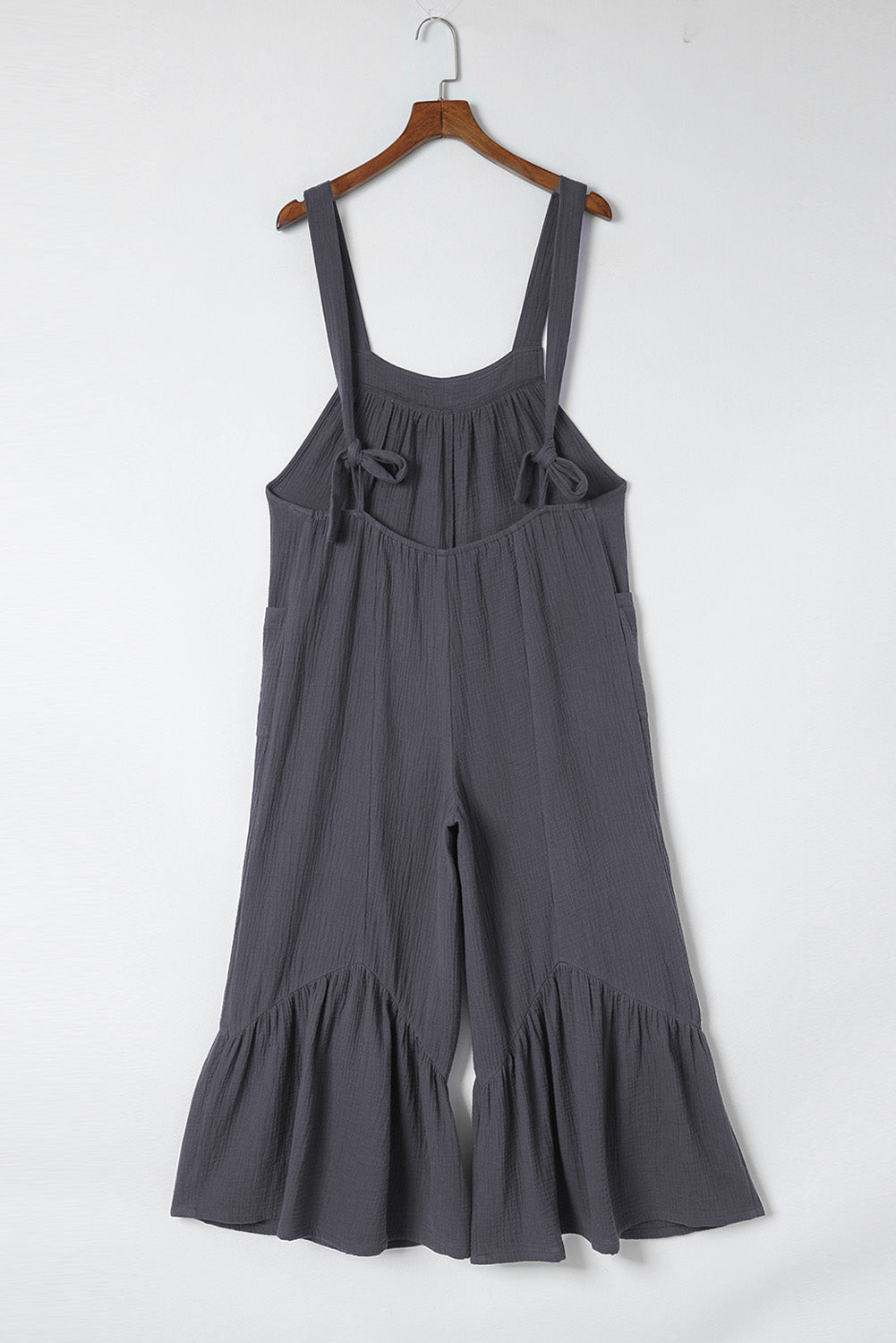 Gray Wide Leg Ruffle Jumpsuit