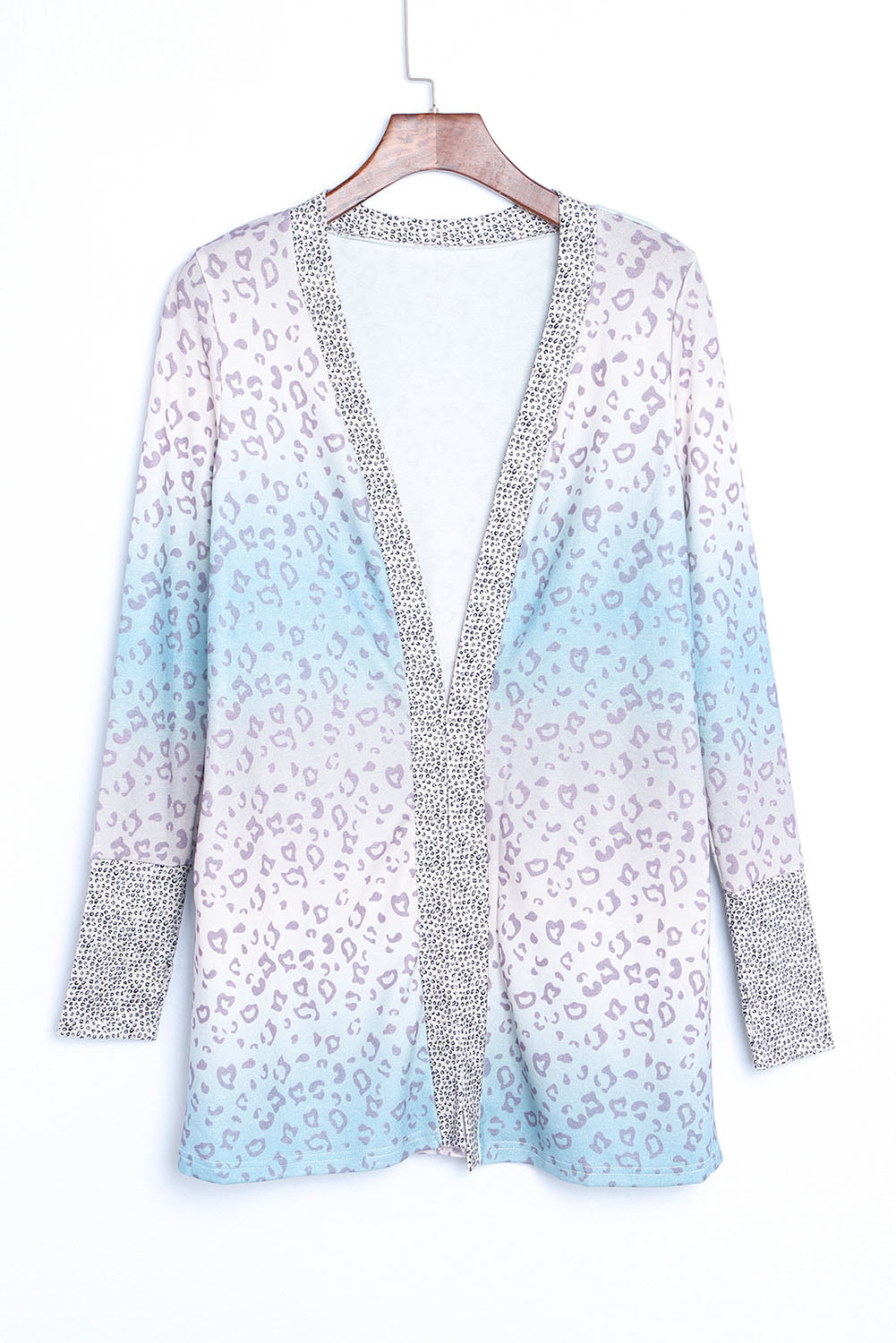 Multicolor Gradient Leopard Open Front Cardigan