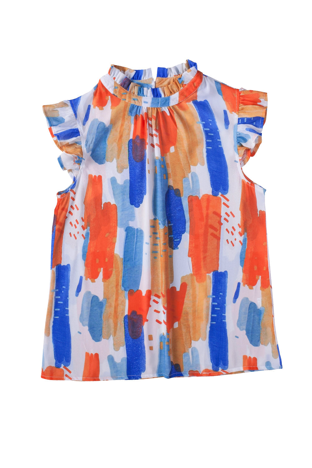 Multicolor Printed Ruffle Flutter Sleeve Tank Top