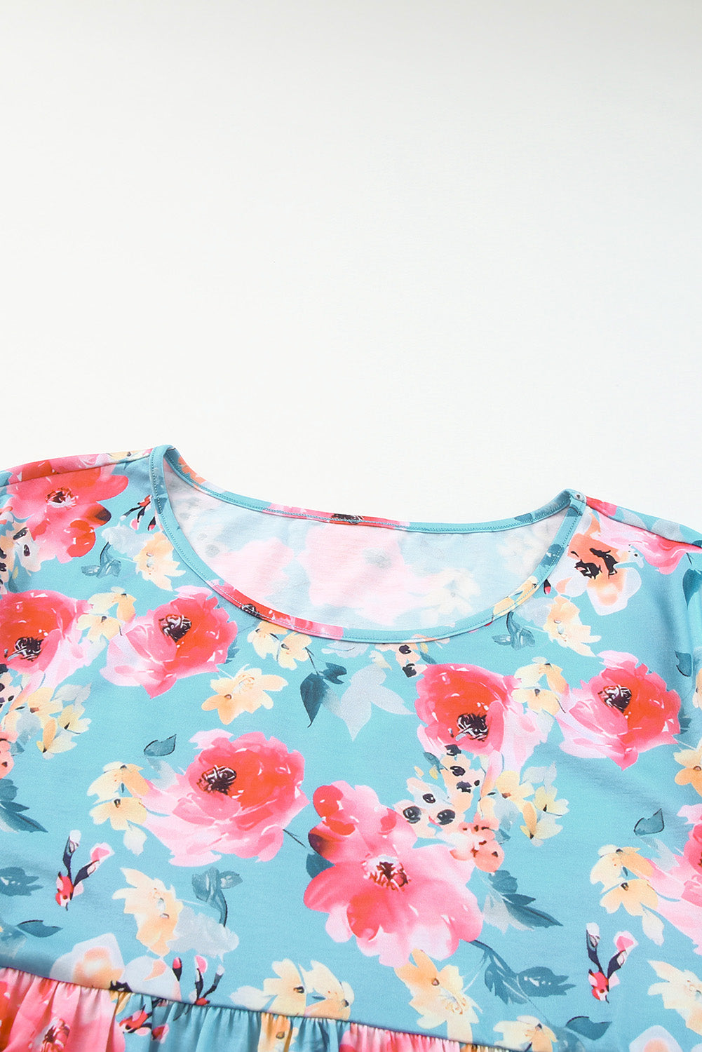 Sky Blue Boho Print Sleeveless High Waist Long Floral Dress