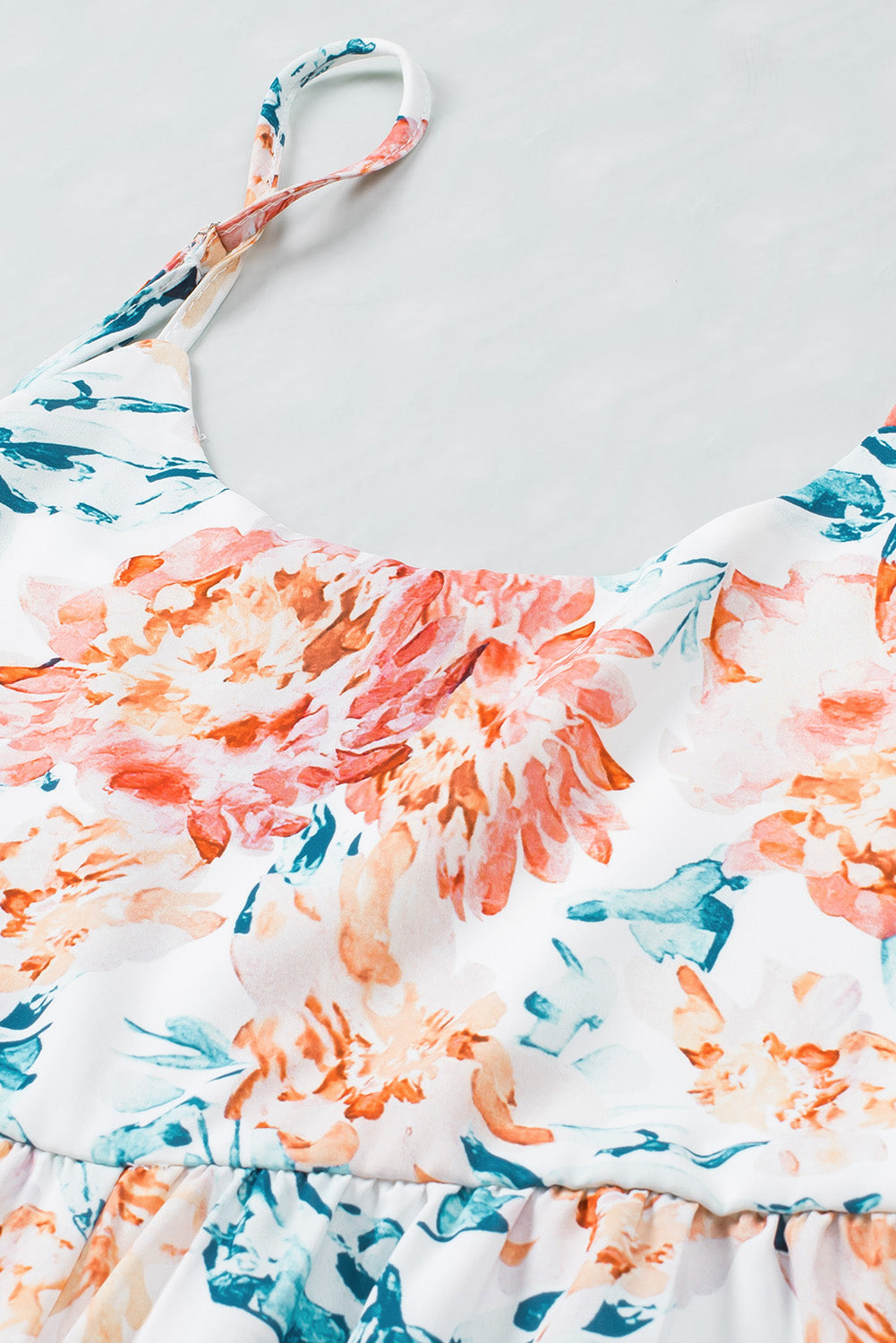 White Floral Patchwork Ribbed Maxi Dress with Pockets