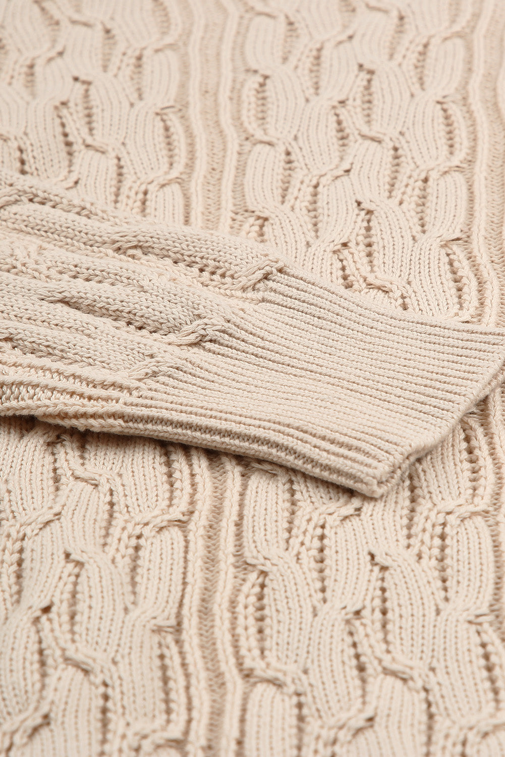 Green Frilled Shoulder Detail Cable Knit Sweater