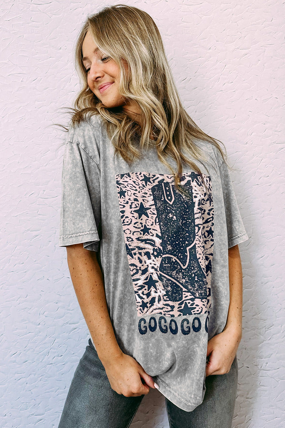 Gray Let's Go Girls Cowboy Boots Graphic Tee