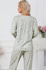 Leopard Print Long Sleeve Top & Drawstring Joggers Loungewear
