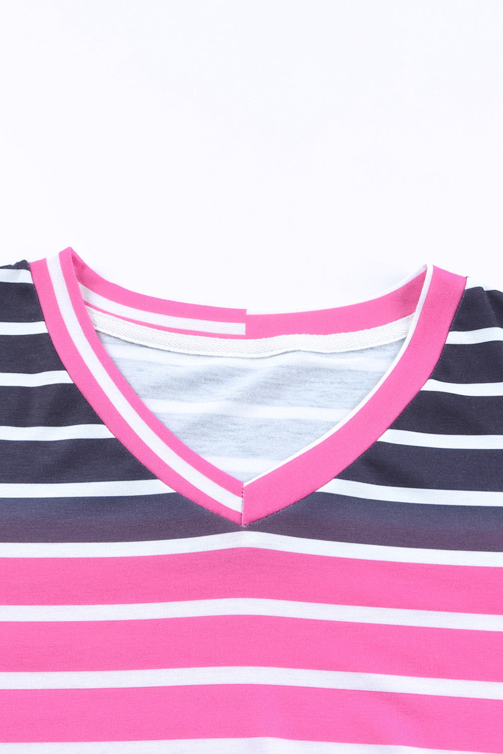 Multicolor Gradient Striped Long Sleeve V-Neck Blouse