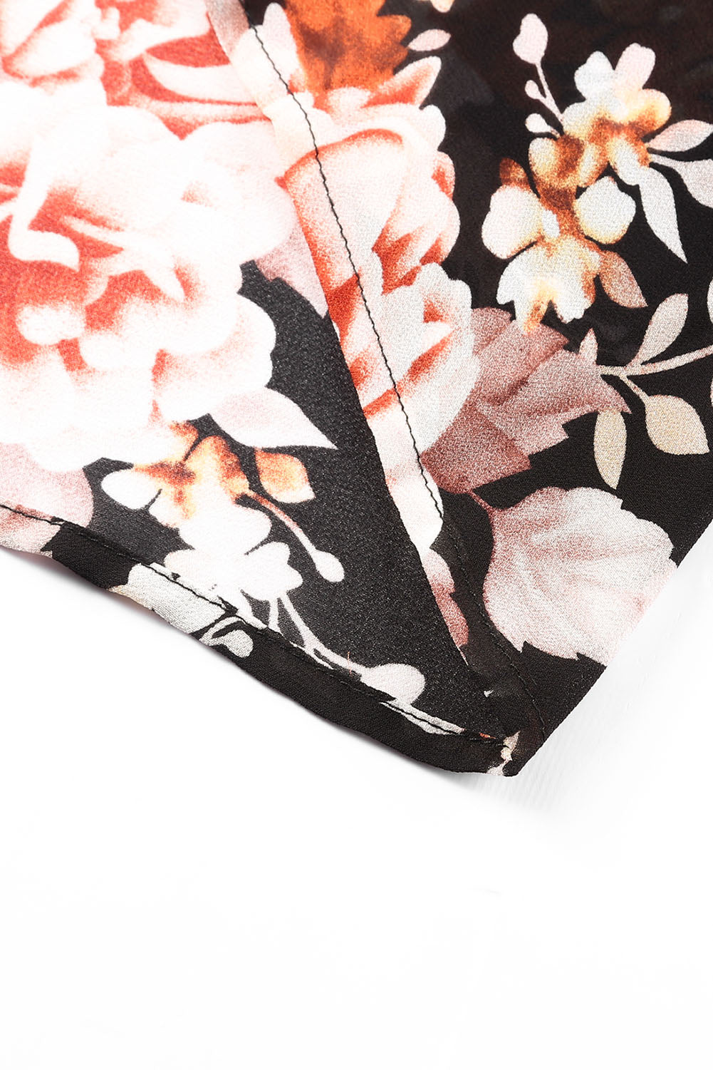 Black Floral Print Tie Back Mini Dress