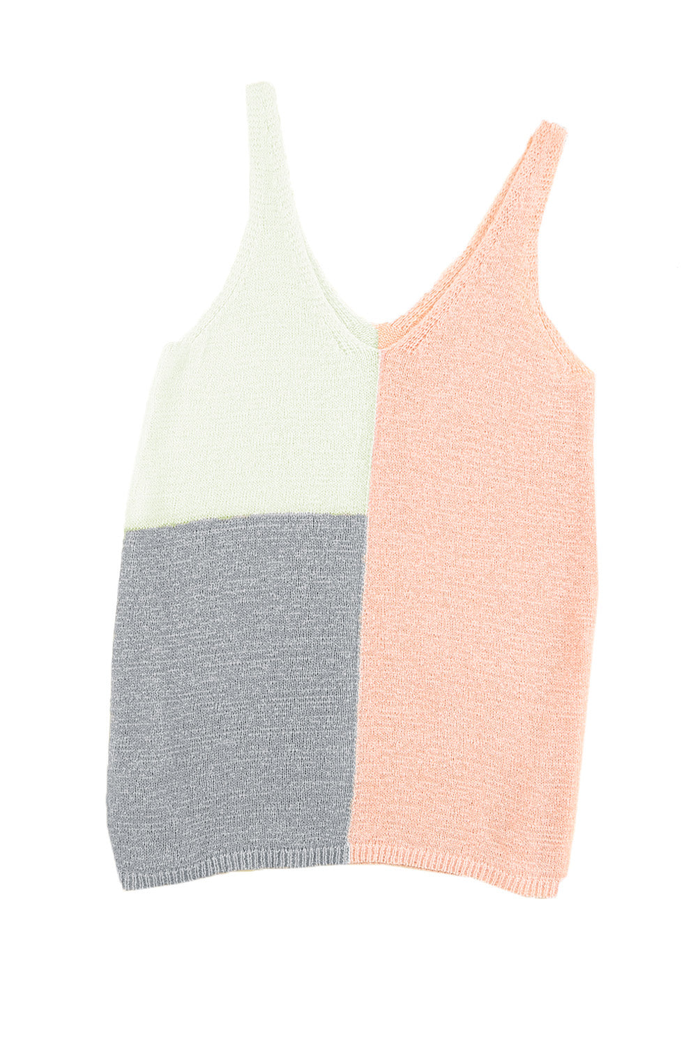 Gray Color Block Knitted Tank Top