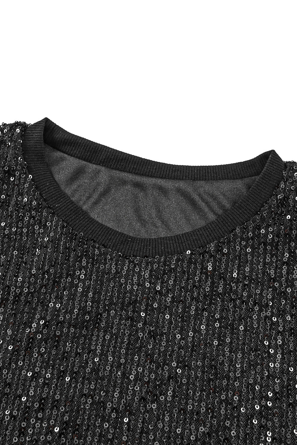 Black Apricot Sequin Round Neck Tank Top