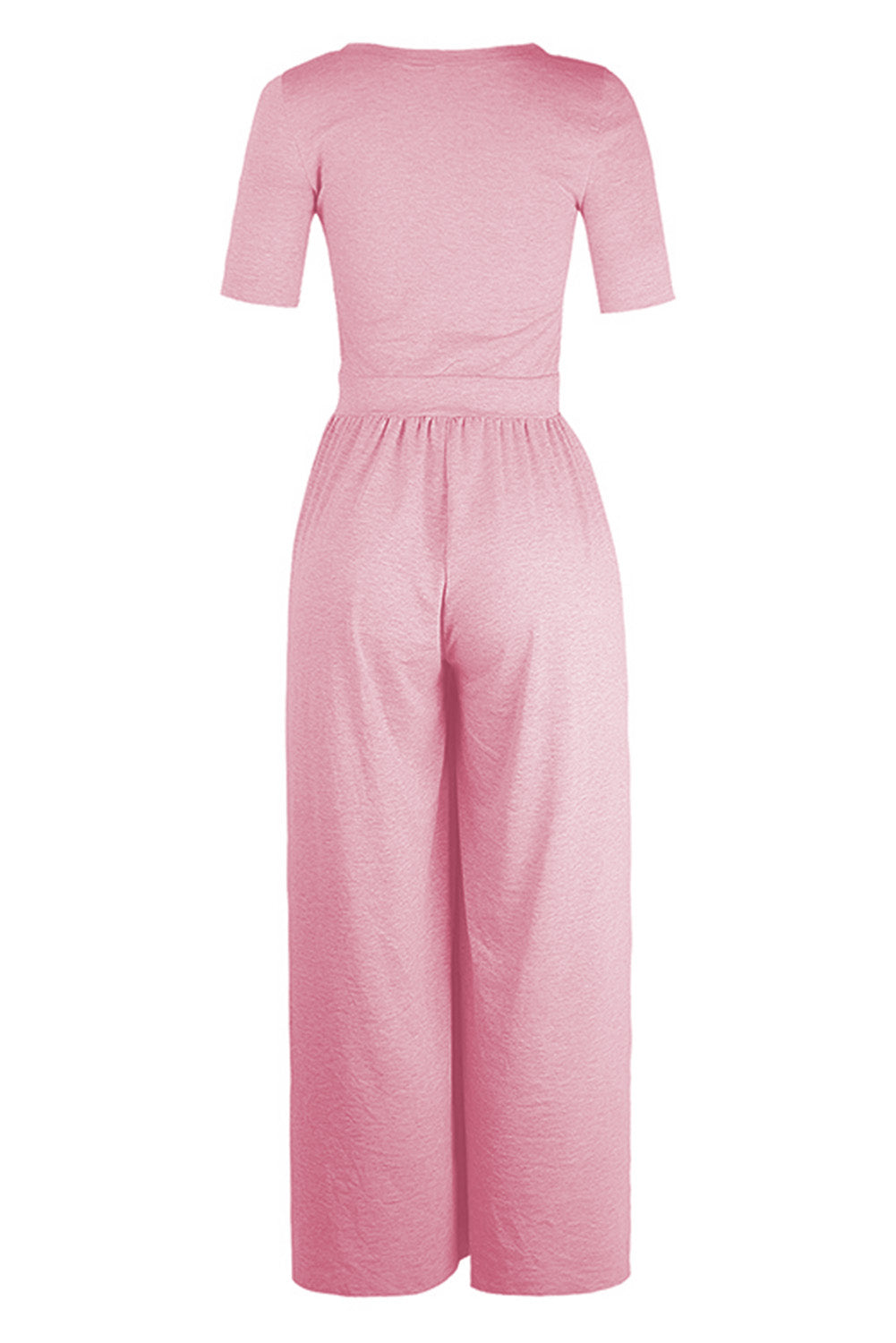 Gray Short Sleeve Bodice Flowy Wide Leg Jumpsuit
