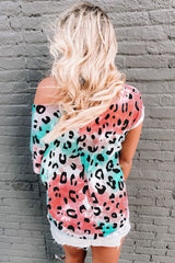 Leopard Tie-dye V Neck Tee