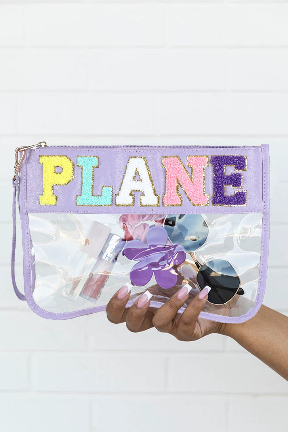 Black STUFF Cow Print Transparent Zipped Pouch