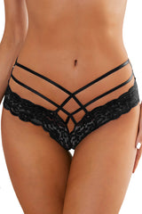 Black Criss-cross Strappy Lace Panty