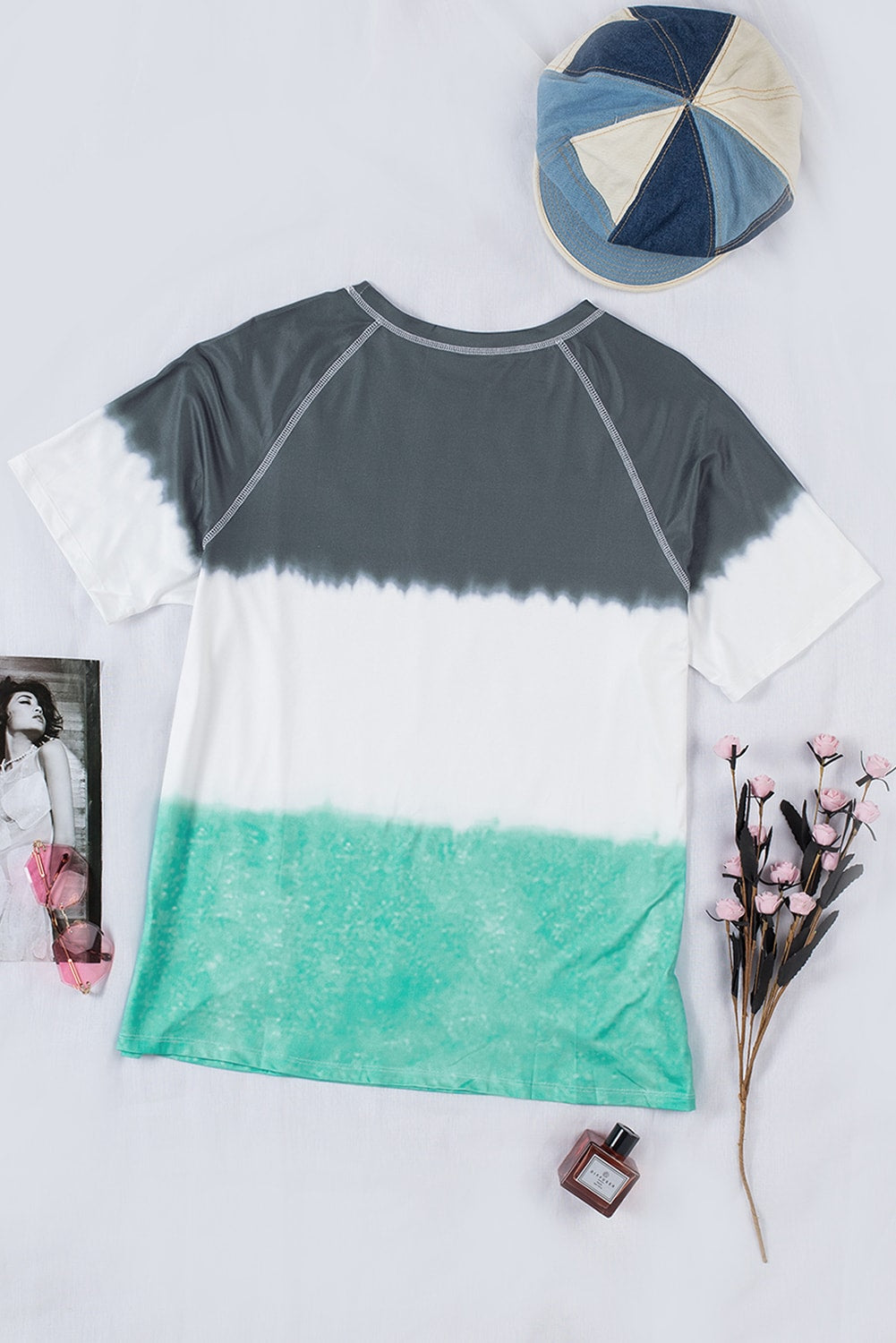 Gray Tie-dye Raglan Sleeve Plus Size T-shirt