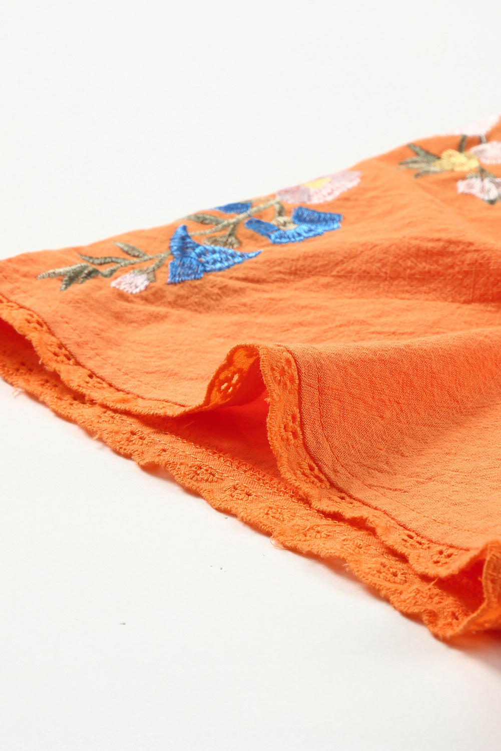 Orange Kimono Sleeves Embroidered Top