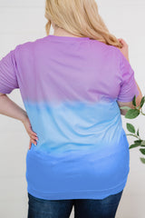 Purple Crew Neck Tie-dye Colorblock Plus Size Tee
