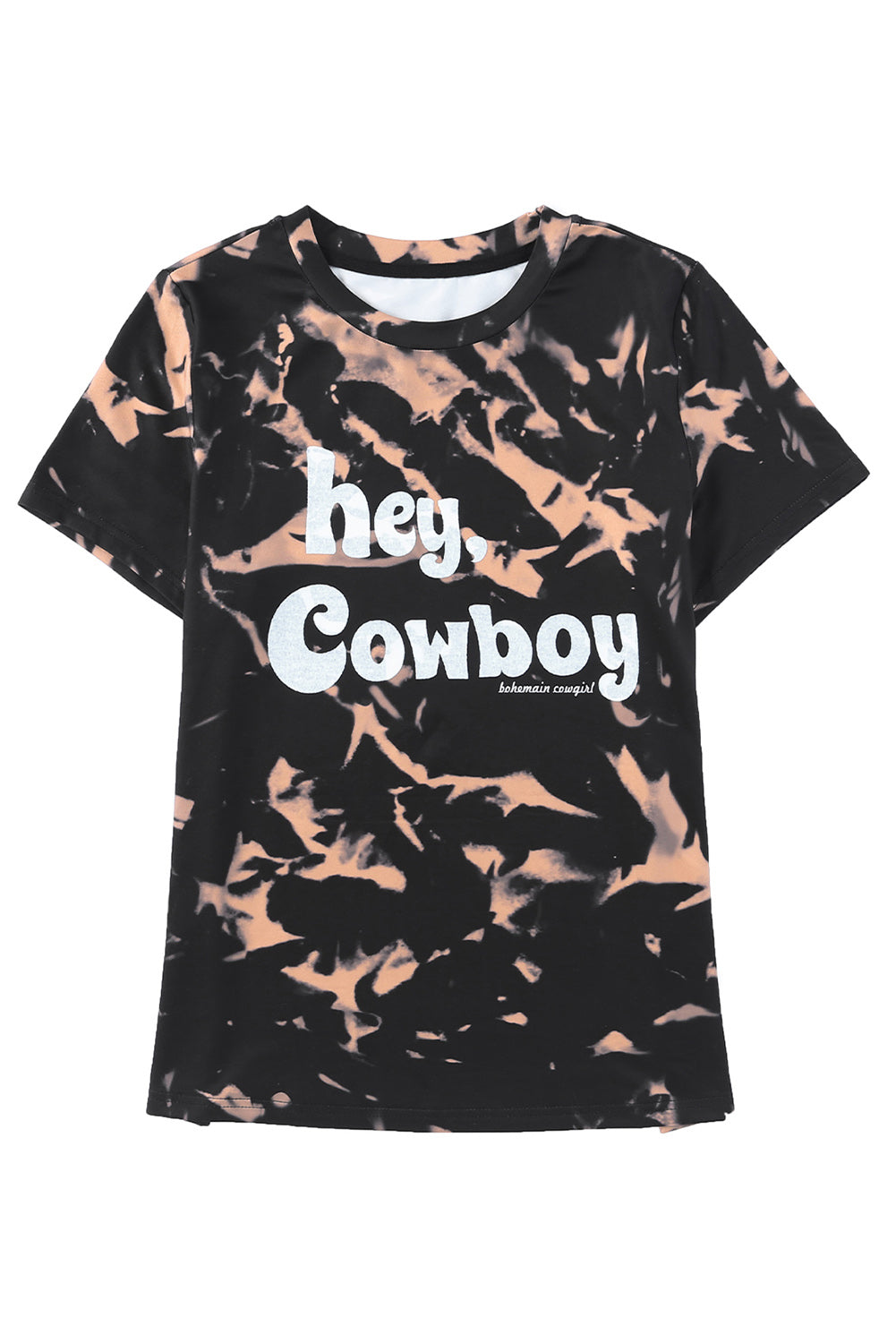 Black Hey, Cowboy Tie Dye Print Short Sleeve T Shirt