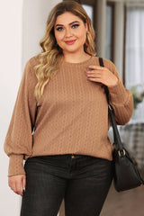 Khaki Subtle Cable Knit Plus Size Jumper