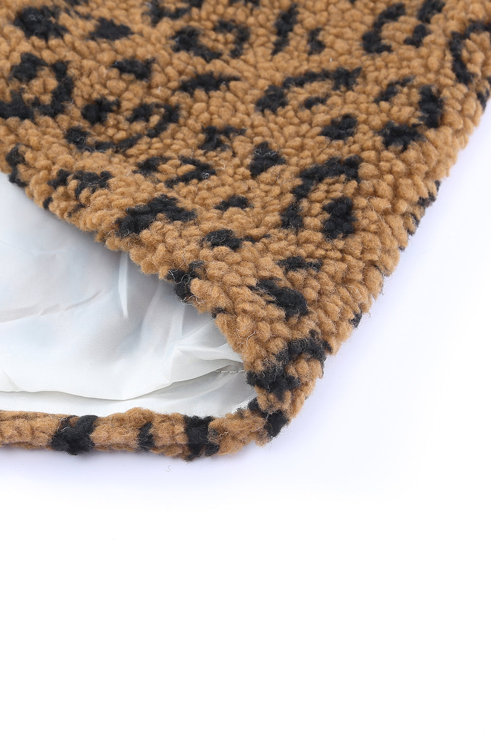 Leopard Plus Size Leopard Colorblock Zipped Sherpa Pullover