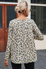 Leopard Animal Print Crisscross Neck Flowy Top