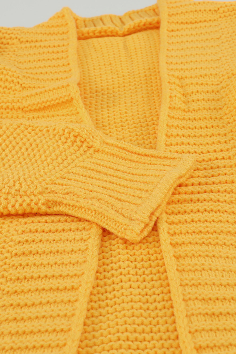 Yellow Open Front Chunky Knit Cardigan