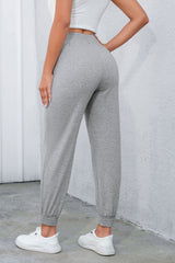 Gray Smocked High Waist Jogger Pants