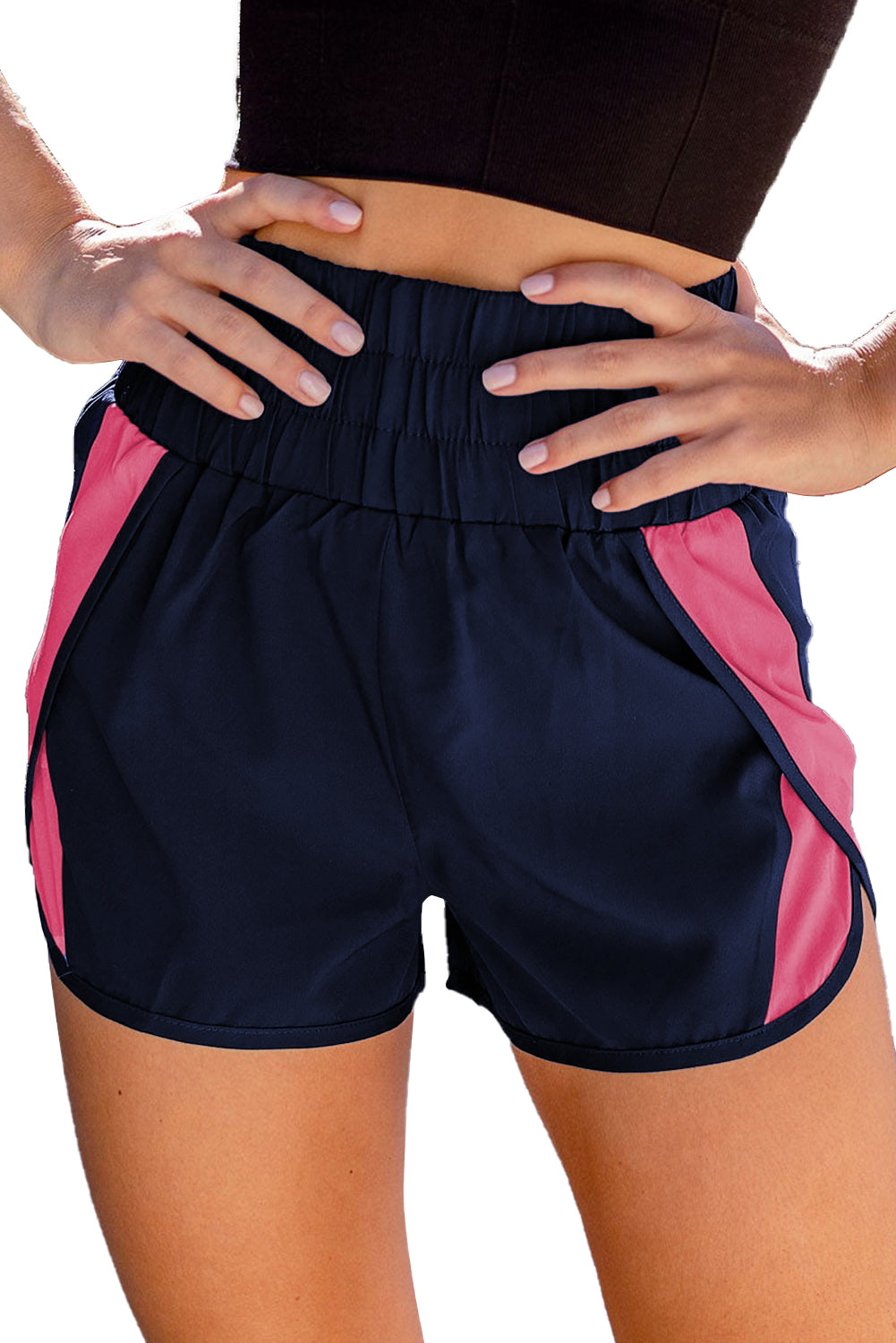 Pink Smocked Elastic Waist Athletic Shorts