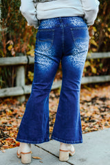 Blue Secluded Leopard Wash Plus Size Jeans