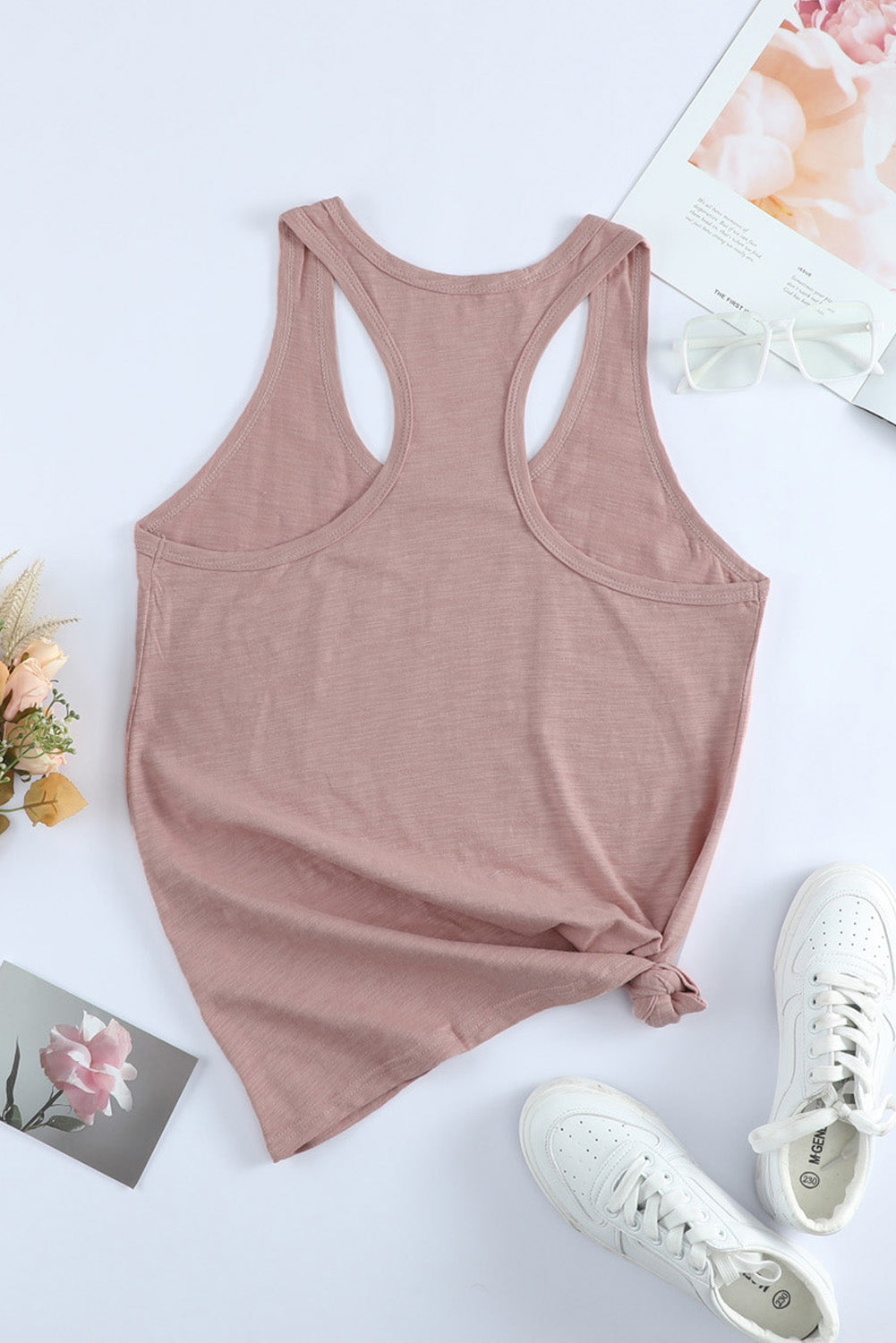 White Scoop Neck Basic Solid Tank Top