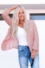 Pink 3/4 Sleeve Leopard Blazer