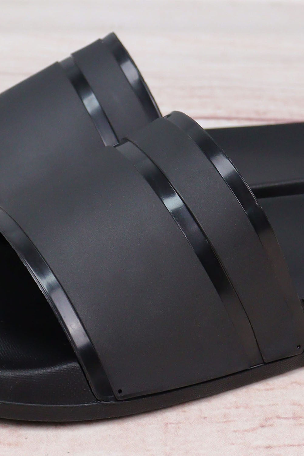 Black Open Toe Slip On EVA Slippers