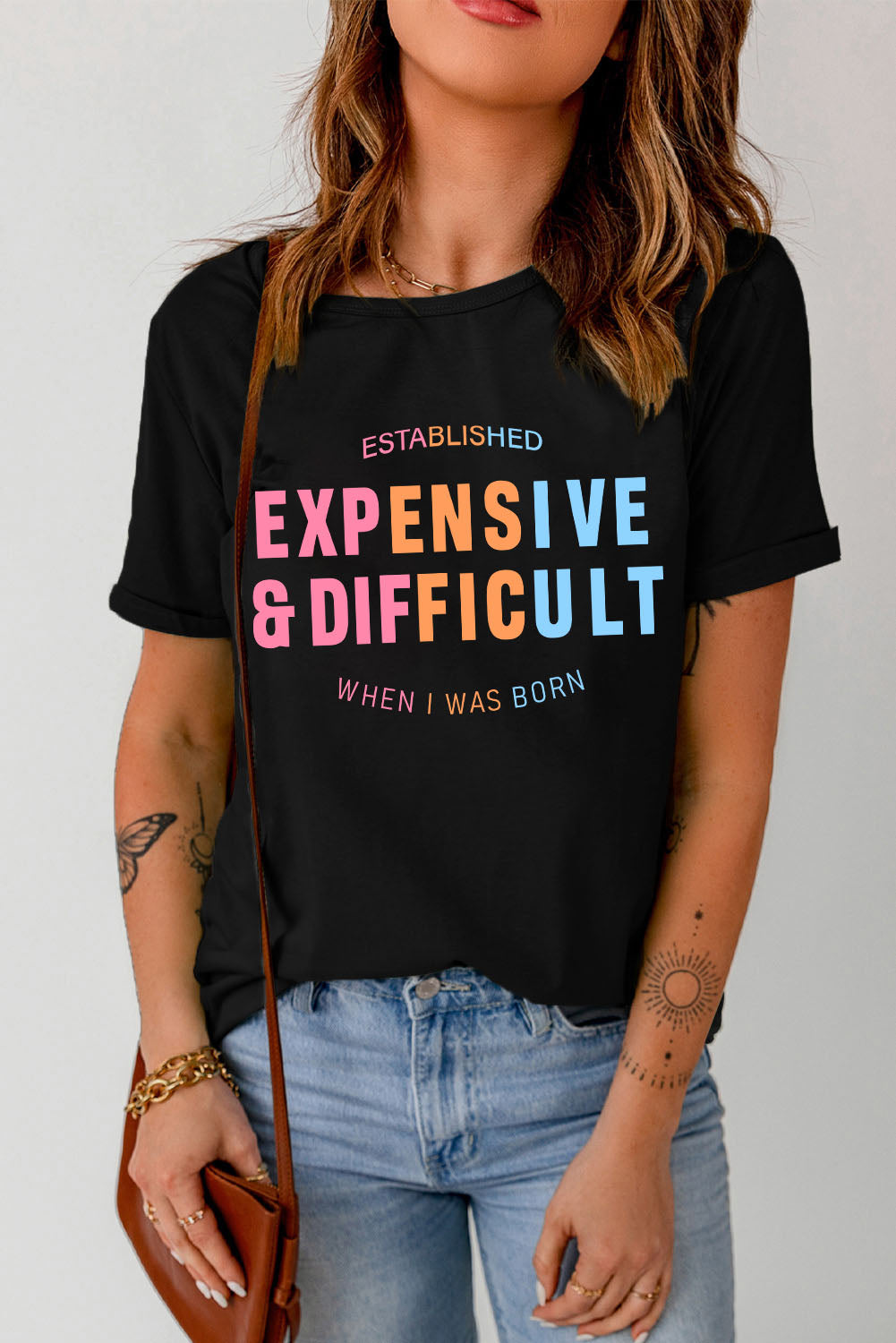 Black EXPENSIVE&DIFFICULT Graphic Tee