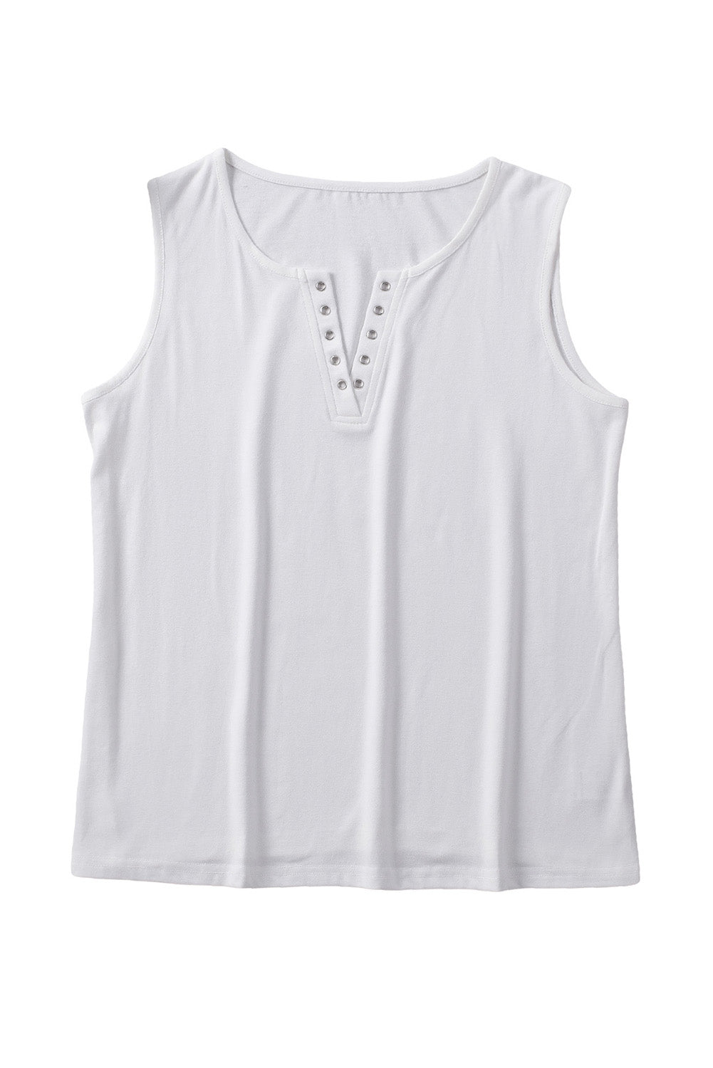 Gray Solid Slim-fit V Neck Tank Top