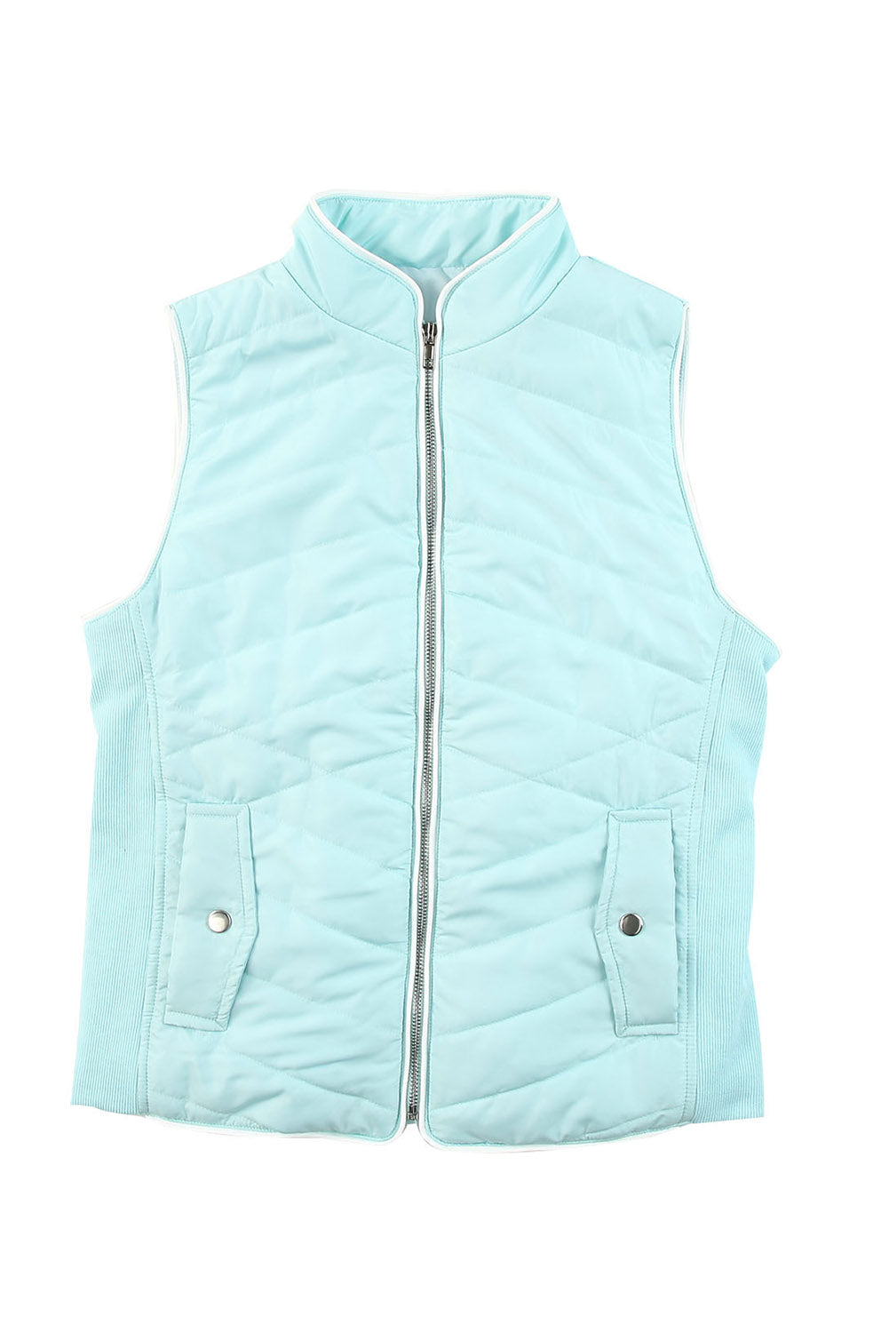 Black Zip-up Side Pockets Puffer Vest