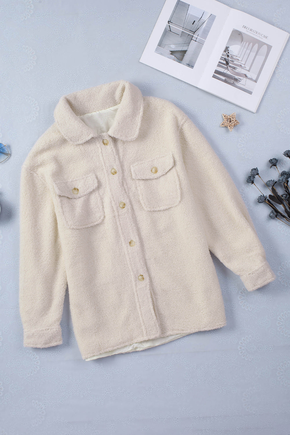 Brown Flap Pockets Button Front Jacket
