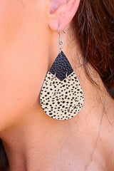 Black Polka Dot Layered Connected Drop Earrings